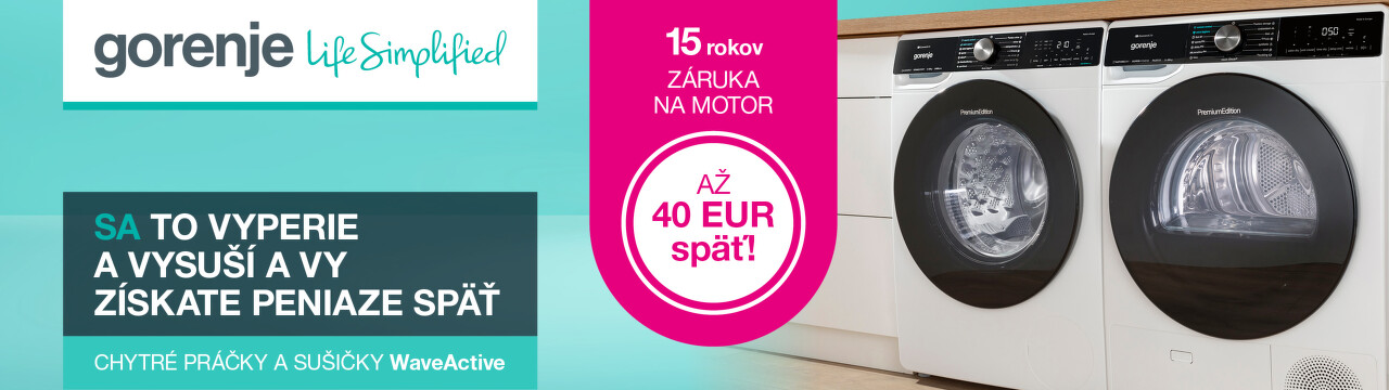 Cashback na práčky a sušičky Gorenje