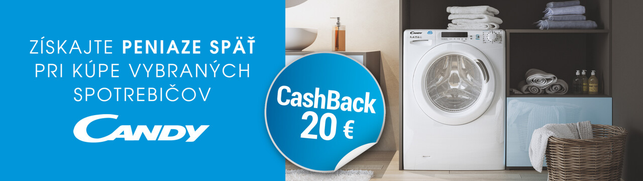 Cashback 20 € na spotrebiče Candy