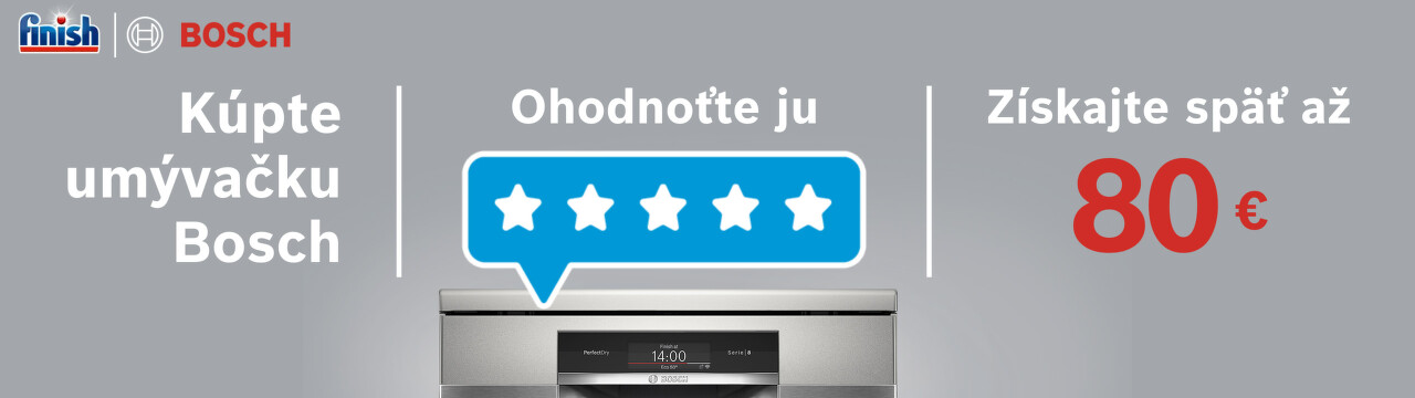 Cashback až do 80 € na umývačky riadu Bosch
