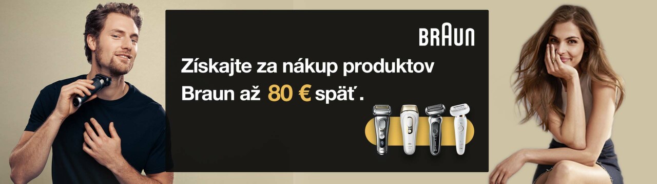 Cashback až do 80 € na produkty Braun
