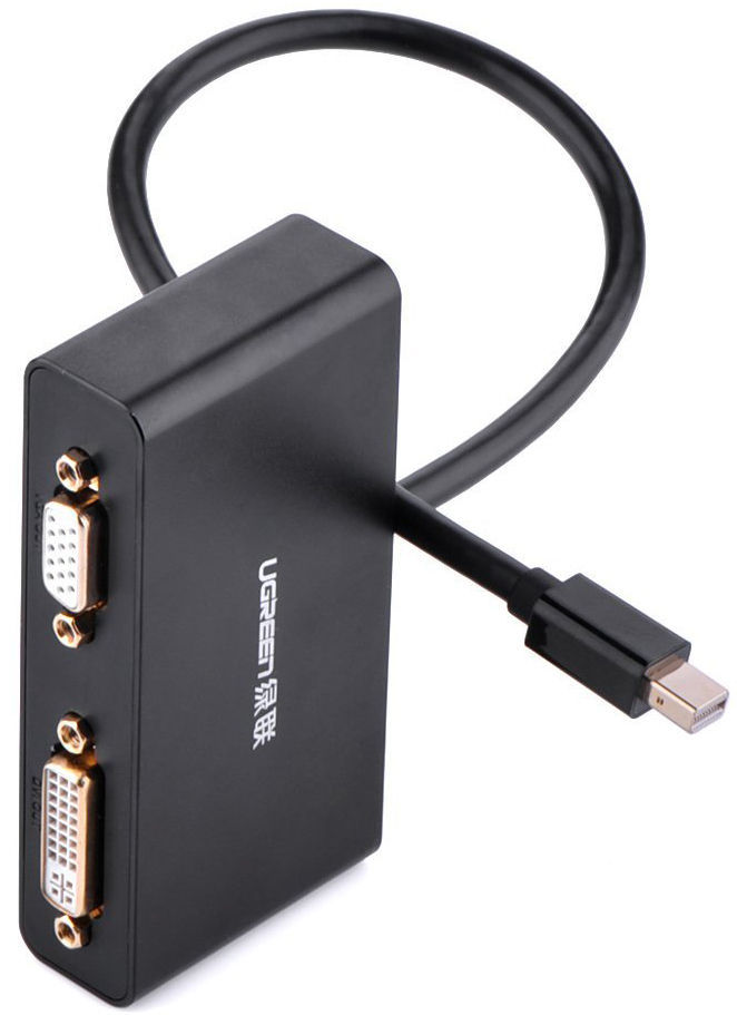 UGREEN 10440 3v1 Mini Displayport na HDMI/VGA/DVI konvertor čierny