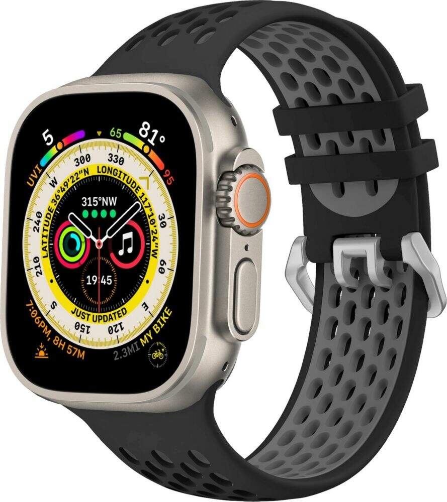 Remienok Cubenest športový remienok pre Apple Watch 42/44/45/49 mm čierno-sivý