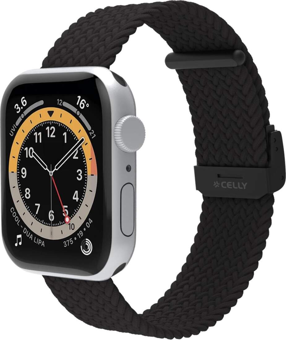 Remienok Celly opletený remienok pre Apple Watch 42/44/45 mm čierny