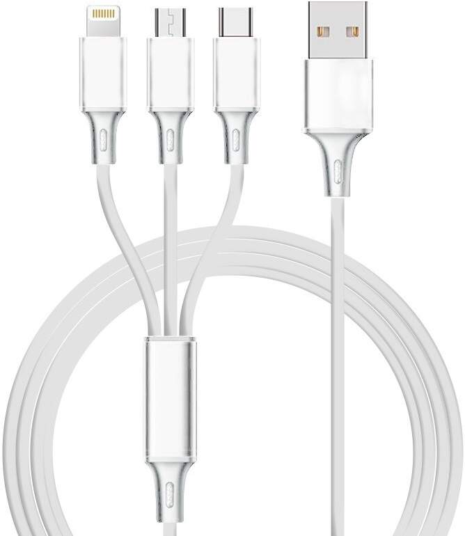 Dátový kábel Mobilnet 3v1 kábel Micro USB/Lightning/USB-C/USB 1,2 m sivý