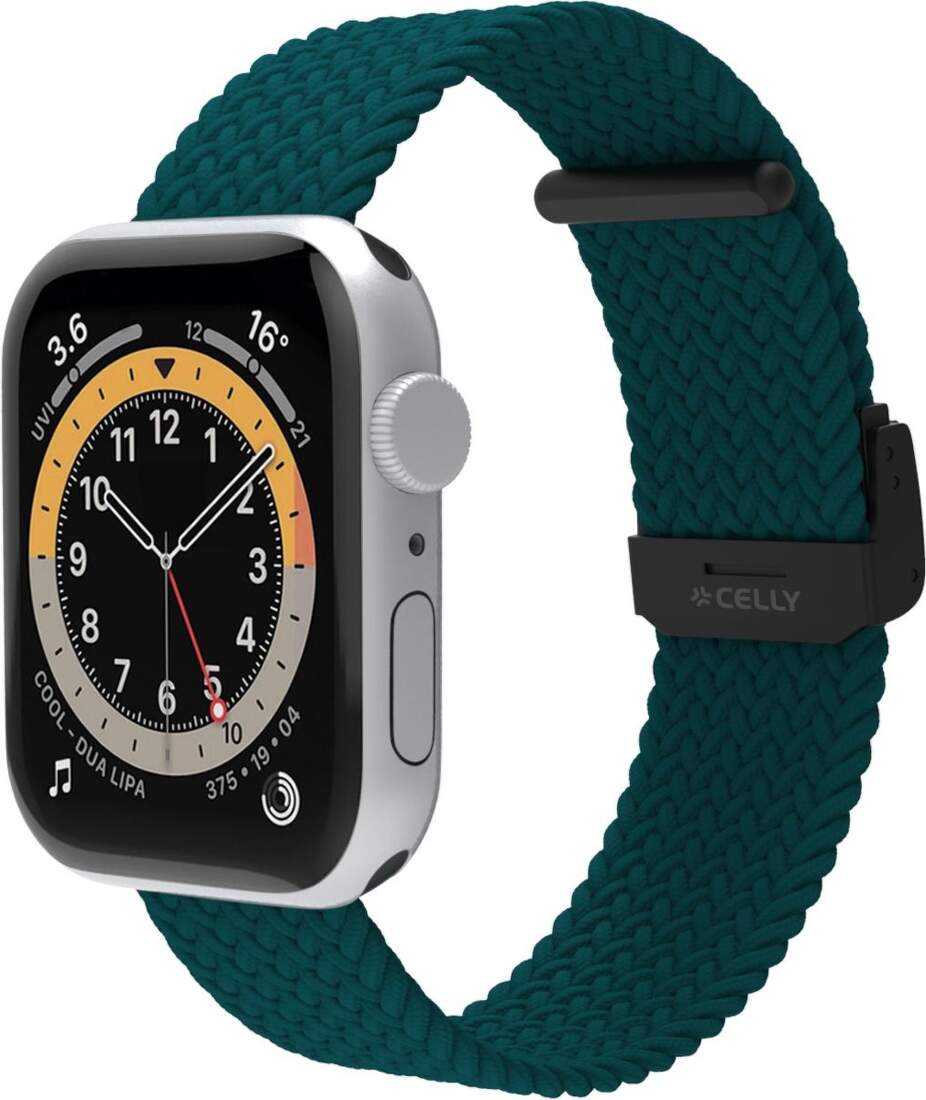 Remienok Celly opletený remienok pre Apple Watch 42/44/45 mm tyrkysový