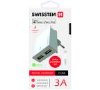 Swissten sieťová nabíjačka 2x USB + MFi Lightning kábel 1,2 m, biela