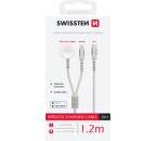 Swissten 2v1 magnetický nabíjací kábel pre Apple Watch USB-C/Lightning 1,2 m biely