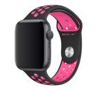 Apple Watch 44 mm Nike športový remienok S/M a M/L, čierny/krikľavo ružový