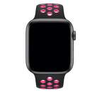 Apple Watch 44 mm Nike športový remienok S/M a M/L, čierny/krikľavo ružový