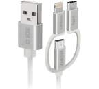 SBS 3v1 USB/Micro USB/Lightning/USB-C kábel 1,2 m biely
