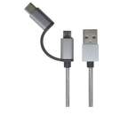Mobilnet USB-C/microUSB kábel 1m, strieborna