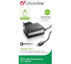CellularLine Cestovná nabíjačka Qualcomm 2.0 micro USB (čierna)