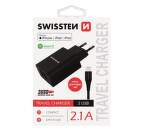 Swissten 2x USB sieťový adaptér 2,1A čierna + kábel USB/Lightning MFi 1,2 m