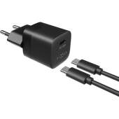 Fixed Mini nabíjačka USB-C PD 30W čierna + kábel USB-C/USB-C 1 m