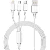 Mobilnet 3v1 kábel Micro USB/Lightning/USB-C/USB 1,2 m sivý