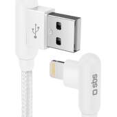 SBS USB/Lightning 90° kábel 1 m biely
