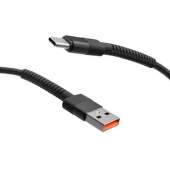 Mobilnet textilný kábel USB/USB-C 2 m čierny
