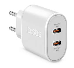 SBS adaptér 2x USB-C 20 W PD biely