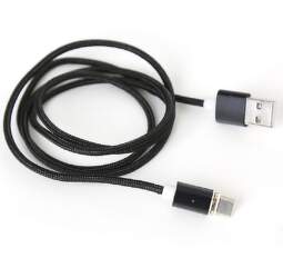Platinet micro USB Magnetic kábel 1,2m, čierna