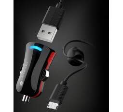 Sturdo autonabíjačka 1x USB + micro USB kábel, čierna
