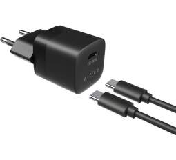 Fixed Mini nabíjačka USB-C PD 30W čierna + kábel USB-C/USB-C 1 m