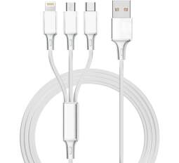 Mobilnet 3v1 kábel Micro USB/Lightning/USB-C/USB 1,2 m sivý
