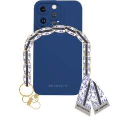case&me Lady Case puzdro s retiazkou na zápästie a šatkou pre iPhone 14 Pro Max modré