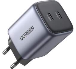 Ugreen Nexode sieťová nabíjačka 2× USB-C 45 W GaN sivá