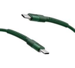 Mobilnet textilný kábel 2xUSB-C 2 m 60W/3A zelený