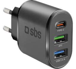SBS 2x USB-A/1x USB-C nabíjačka PD 30 W čierna