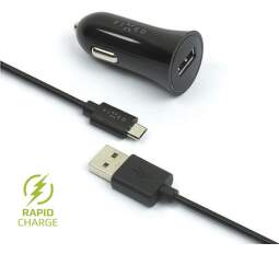 Fixed autonabíjačka + dátový kábel micro USB 2,4 A, čierna