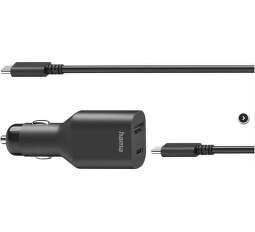 Hama USB-C nabíjačka do auta s káblom 2x USB-C PD 5-20 V/70 W čierna