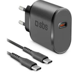 SBS sieťová nabíjačka USB-C 15 W AFC + USB-C kábel 1 m čierna