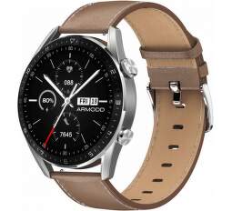 Smart hodinky Armodd Silentwatch 5 Pro strieborné s koženým + silikónovým remienkom