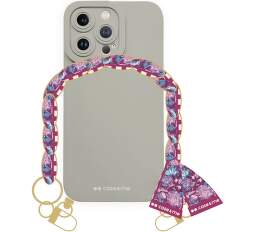 case&me Lady Case puzdro s retiazkou na zápästie a šatkou pre iPhone 14 Pro sivé