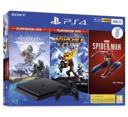 Sony PlayStation 4 Slim 500GB + Spider-Man, Horizon Zero Dawn, Ratchet & Clank