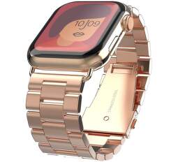 Swissten kovový remienok pre Apple Watch 42-44 mm ružovo-zlatý