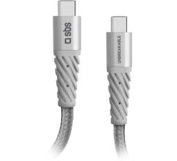SBS Unbreakable dátový kábel USB-C/USB-C 1,5 m sivý