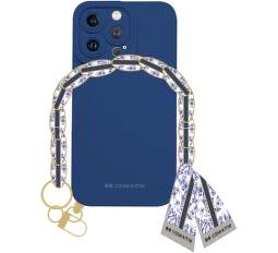 case&me Lady Case puzdro s retiazkou na zápästie a šatkou pre iPhone 14 Pro modré