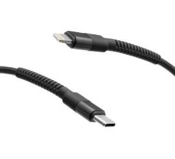Mobilnet textilný kábel USB-C/Lightning 2 m 20W/3A čierny