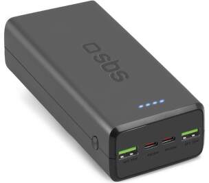 SBS powerbanka 2× USB-C/2× USB-A PD AFC 30 000 mAh čierna