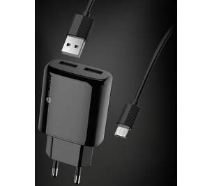 Sturdo NSI 2x USB 2 A čierna 1 m micro USB kábel