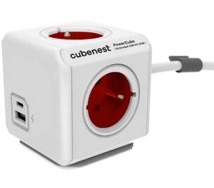 Cubenest PowerCube Extended USB PD 20W A+C 1.5m cable červený
