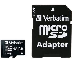 Verbatim microSDHC 16 GB Class 10 UHS-I + SD adaptér