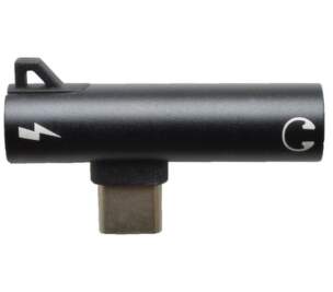 Mobilnet 2v1 3,5mm - USB-C rozdvojka, čierna