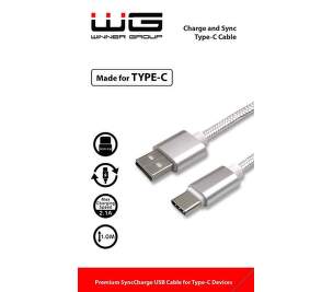 Winner dátový kábel USB-C 1 m biely
