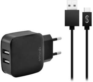Fonex 2x USB 10 W 2,1 A čierna 1 m USB-C kábel