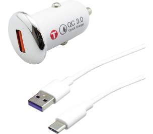 Mobilnet USB-C QC 18 W 3 A biela 1 m USB-C kábel