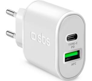 SBS nabíjačka USB/USB-C PD AFC 20 W biela