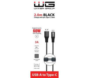 Winner dátový kábel USB-A/USB-C 3 A 2 m čierny